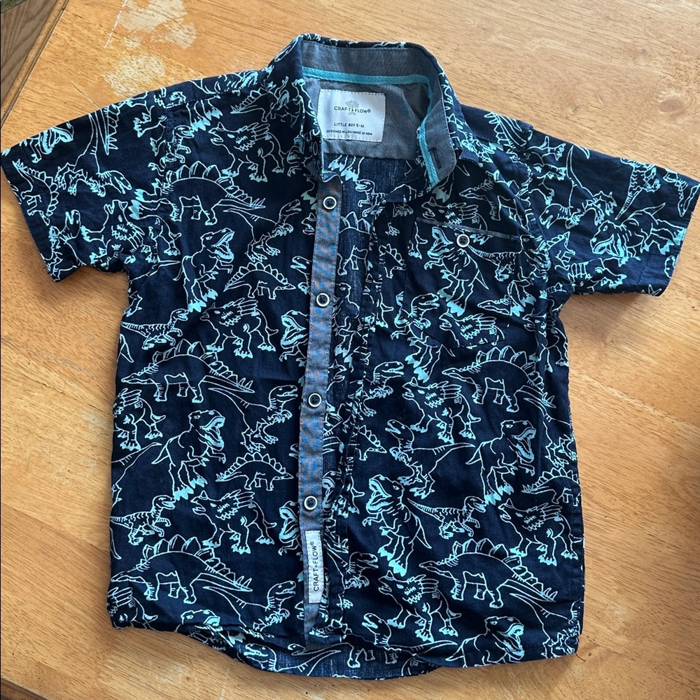 Craft & Flow Dinosaur Print Button-Up Shirt